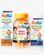 1x Magic Beans Orange 90, 1x  Multi-Vitamin Drops 25ML, 1x Vitamin D3 Drops 30ML